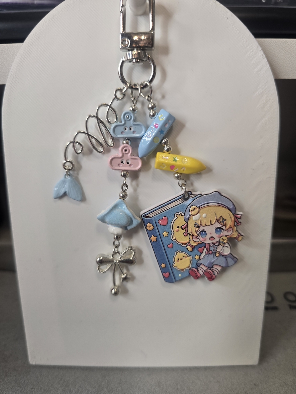 Cute Blue & Yellow Anime Charm Keychain for Kids